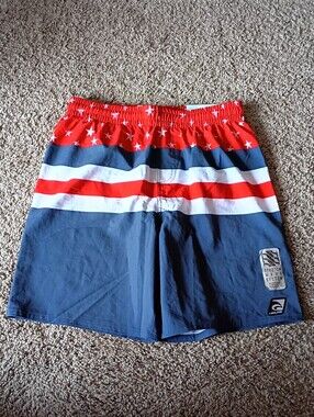 Laguna B Men's Red White & Navy Star Stripe Swim Shorts